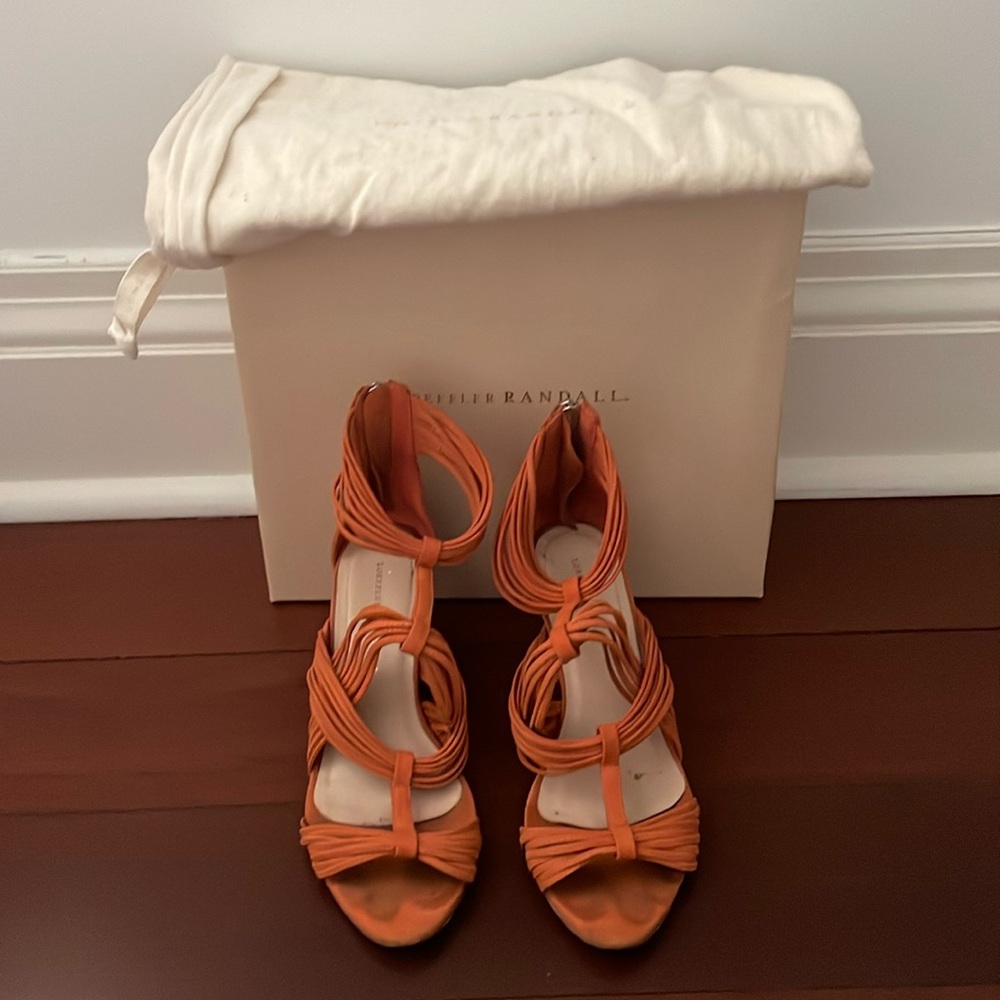 Loeffler Randall Orange Suede Wedges w/ box